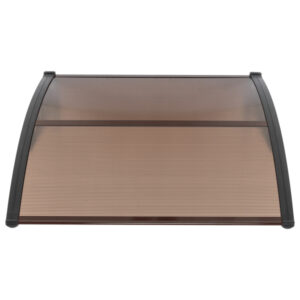 Brown Door Window Canopy 100x96cm with Black Brackets