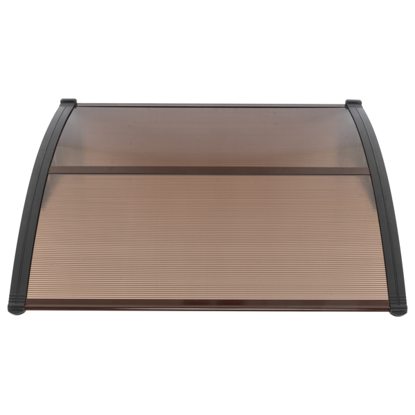 Brown Door Window Canopy 100x96cm with Black Brackets