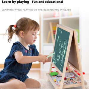 Children's Wooden Magnetic Drawing Board - Double-Sided Art Easel