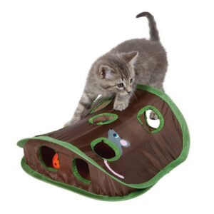 Interactive Cat Hide and Seek Tunnel Toy - 9-Hole Mouse Hunt Game
