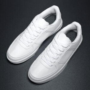 Men's Classic White Sneakers - Casual Lace-Up Shoes